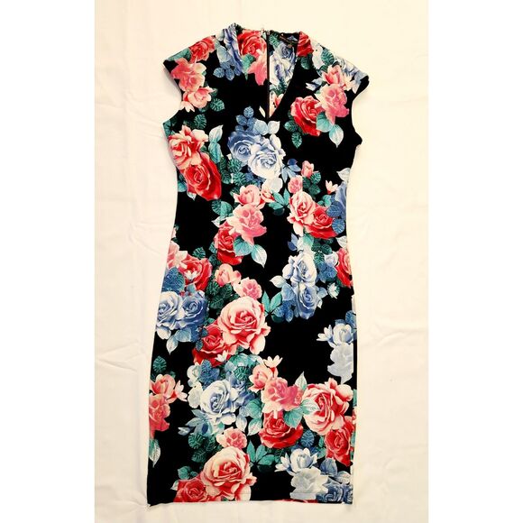 White House Black Market WHBM Short Sleeve Floral Dress Size 8 - Picture 3 of 7